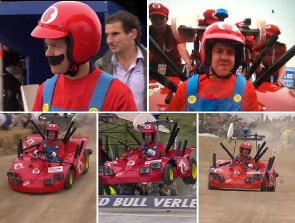Sebastian Vettel como Super Mario Bros em corrida maluca na Alemanha (Foto: Reprodução)