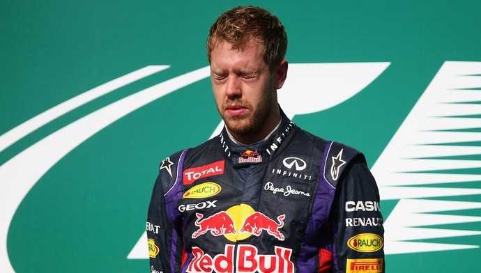 Sebastian Vettel se emocionou no pódio do GP dos EUA (Foto: Getty Images)